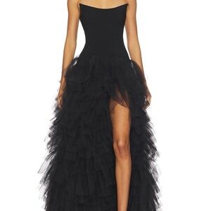 Elegant Black Strapless Evening Gown